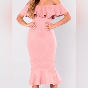 Fashion Nova Dusty Pink Aliana Suede Midi dress